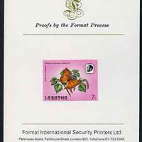 Lesotho 1984 Butterflies African Leopard 7s imperf proof mounted on Format International proof card as SG 569
