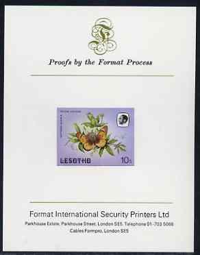 Lesotho 1984 Butterflies Suffused Acraea 10s imperf proof mounted on Format International proof card as SG 570