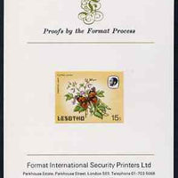 Lesotho 1984 Butterflies Painted Lady 15s imperf proof mounted on Format International proof card as SG 571