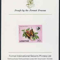 Lesotho 1984 Butterflies Foxy Charaxes 30s imperf proof mounted on Format International proof card as SG 573