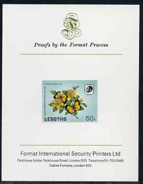 Lesotho 1984 Butterflies Broad-Bordered Grass Yellow 50s imperf proof mounted on Format International proof card as SG 574