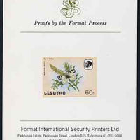 Lesotho 1984 Butterflies Meadow White 60s imperf proof mounted on Format International proof card as SG 575