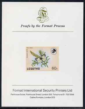 Lesotho 1984 Butterflies Meadow White 60s imperf proof mounted on Format International proof card as SG 575