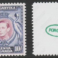 Kenya, Uganda & Tanganyika 1938-54 KG6 Crowned Cranes 10s,'Maryland' perf forgery 'unused', as SG 149 - the word Forgery is either handstamped or printed on the back and comes on a presentation card with descriptive notes