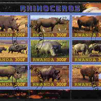 Rwanda 2010 Rhinoceros perf sheetlet containing 9 values fine cto used