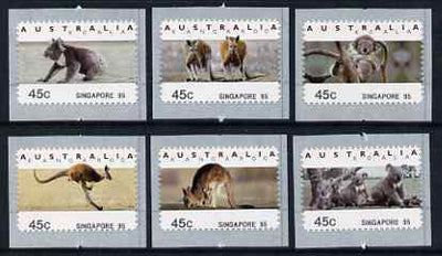 Australia 1994 Australian Wildlife (2nd Series) self adhesive set of 6 unmounted mint (inscribed Singapore 95), similar to SG 1459-64