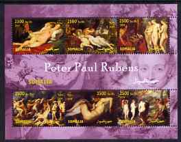 Somalia 2004 Nude Paintings by Peter Paul Rubens perf sheetlet containing 6 values unmounted mint