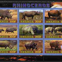 Rwanda 2010 Rhinoceros perf sheetlet containing 9 values unmounted mint