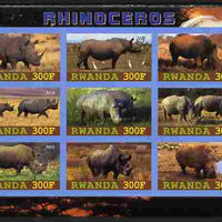 Rwanda 2010 Rhinoceros imperf sheetlet containing 9 values unmounted mint