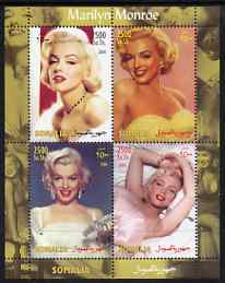 Somalia 2004 Marilyn Monroe #3 perf sheetlet containing 4 values unmounted mint