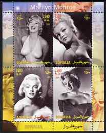 Somalia 2004 Marilyn Monroe #4 perf sheetlet containing 4 values unmounted mint