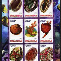 Rwanda 2010 Fauna of the Sea Bed perf sheetlet containing 9 values unmounted mint
