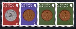 Guernsey 1979-83 Coins booklet strip of 4 unmounted mint, SG 178a