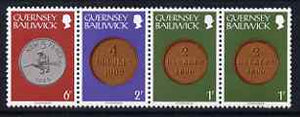 Guernsey 1979-83 Coins booklet strip of 4 unmounted mint, SG 178a
