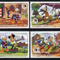 Caicos Islands 1985 Birth Bicent of Grimm Brothers set of 4 showing Disney characters in scenes from 'Six Soldiers of Fortune', unmounted mint SG 91-94