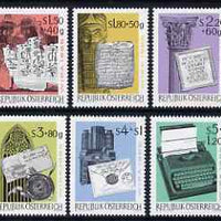 Austria 1965 'WIPA' Stamp Exhibition (2nd Series) "Development of the Letter" set of 6 unmounted mint, SG 1447-52