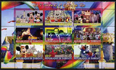 Djibouti 2010 Disneyland perf sheetlet containing 9 values unmounted mint