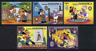 Dominica 1985 150th Birth Anniversary of Mark Twain set of 5 with Disney cartoon characters in scenes from 'Tom Sawyer' unmounted mint, SG 967-71
