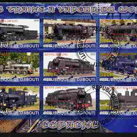 Djibouti 2010 Steam Locos of the World - Spain perf sheetlet containing 9 values fine cto used