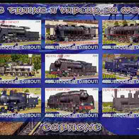 Djibouti 2010 Steam Locos of the World - Spain imperf sheetlet containing 9 values unmounted mint