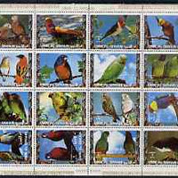 Umm Al Qiwain 1972 Exotic Birds #1 sheetlet containing 16 values unmounted mint (Mi 1242-57A)