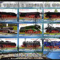 Djibouti 2010 Steam Locos of the World - Germany perf sheetlet containing 9 values fine cto used