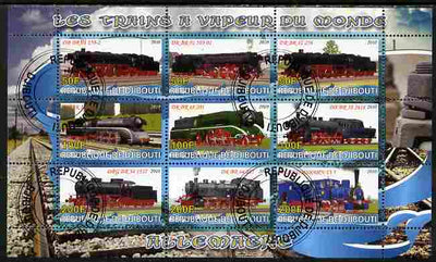 Djibouti 2010 Steam Locos of the World - Germany perf sheetlet containing 9 values fine cto used