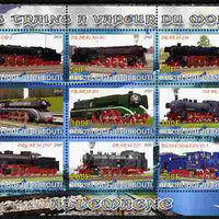 Djibouti 2010 Steam Locos of the World - Germany perf sheetlet containing 9 values unmounted mint