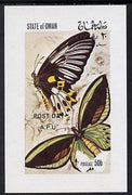 Oman 1972 Butterflies (opt'd Post Day) imperf souvenir sheet (50b value) unmounted mint