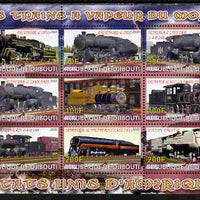 Djibouti 2010 Steam Locos of the World - USA perf sheetlet containing 9 values unmounted mint