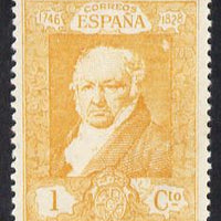 Spain 1930 Francisco Goya 1c orange-yellow unmounted mint SG 553