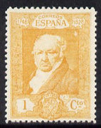 Spain 1930 Francisco Goya 1c orange-yellow unmounted mint SG 553