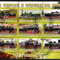 Djibouti 2010 Steam Locos of the World - Italy perf sheetlet containing 9 values fine cto used