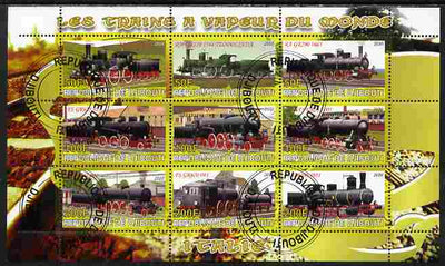 Djibouti 2010 Steam Locos of the World - Italy perf sheetlet containing 9 values fine cto used