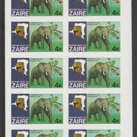 Zaire 1979 River Expedition 4k Elephant complete imperf sheet of 14, unmounted mint from uncut proof sheet as SG 954. NOTE - this item has been selected for a special offer with the price significantly reduced