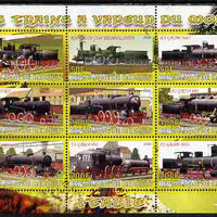Djibouti 2010 Steam Locos of the World - Italy perf sheetlet containing 9 values unmounted mint