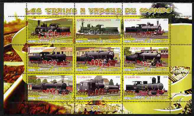 Djibouti 2010 Steam Locos of the World - Italy perf sheetlet containing 9 values unmounted mint