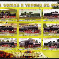 Djibouti 2010 Steam Locos of the World - Italy imperf sheetlet containing 9 values unmounted mint
