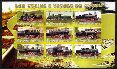 Djibouti 2010 Steam Locos of the World - Italy imperf sheetlet containing 9 values unmounted mint