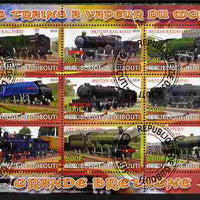 Djibouti 2010 Steam Locos of the World - Great Britain perf sheetlet containing 9 values fine cto used