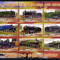 Djibouti 2010 Steam Locos of the World - Great Britain perf sheetlet containing 9 values unmounted mint