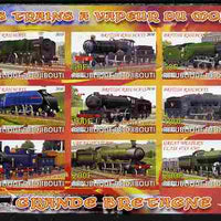 Djibouti 2010 Steam Locos of the World - Great Britain imperf sheetlet containing 9 values unmounted mint