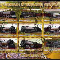 Djibouti 2010 Steam Locos of the World - Canada perf sheetlet containing 9 values fine cto used