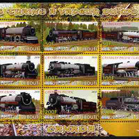 Djibouti 2010 Steam Locos of the World - Canada perf sheetlet containing 9 values unmounted mint