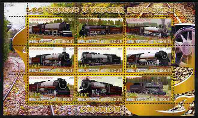 Djibouti 2010 Steam Locos of the World - Canada perf sheetlet containing 9 values unmounted mint