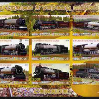 Djibouti 2010 Steam Locos of the World - Canada imperf sheetlet containing 9 values unmounted mint