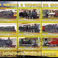 Djibouti 2010 Steam Locos of the World - New Zealand perf sheetlet containing 9 values unmounted mint
