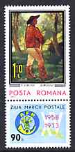 Rumania 1973 Stamp Day - Postilion by Verona plus label,unmounted mint, SG 4024