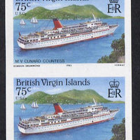British Virgin Islands 1986 Visiting Cruise Ships 75c (MV Cunard Countess) imperf pair unmounted mint (SG 594var)