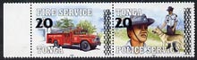 Tonga 1997 surcharged 20s on 2p se-tenant pair showing Fire Engine & Policeman with Dog unmounted mint, SG 1375a